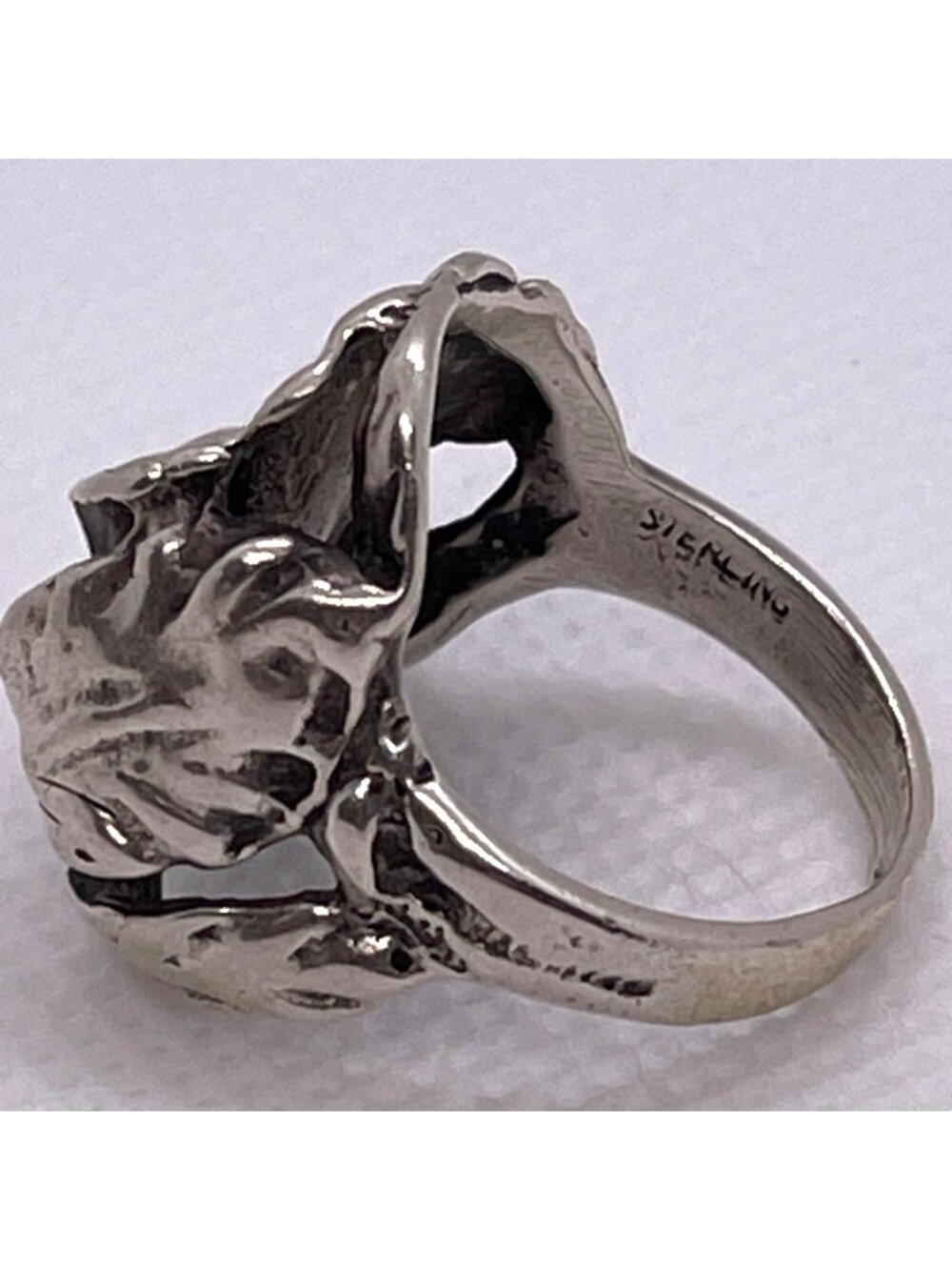 Vintage Sterling Silver Art Nouveau Statement Calla Lily Floral Ring Size 6.5 - Picture 7 of 11